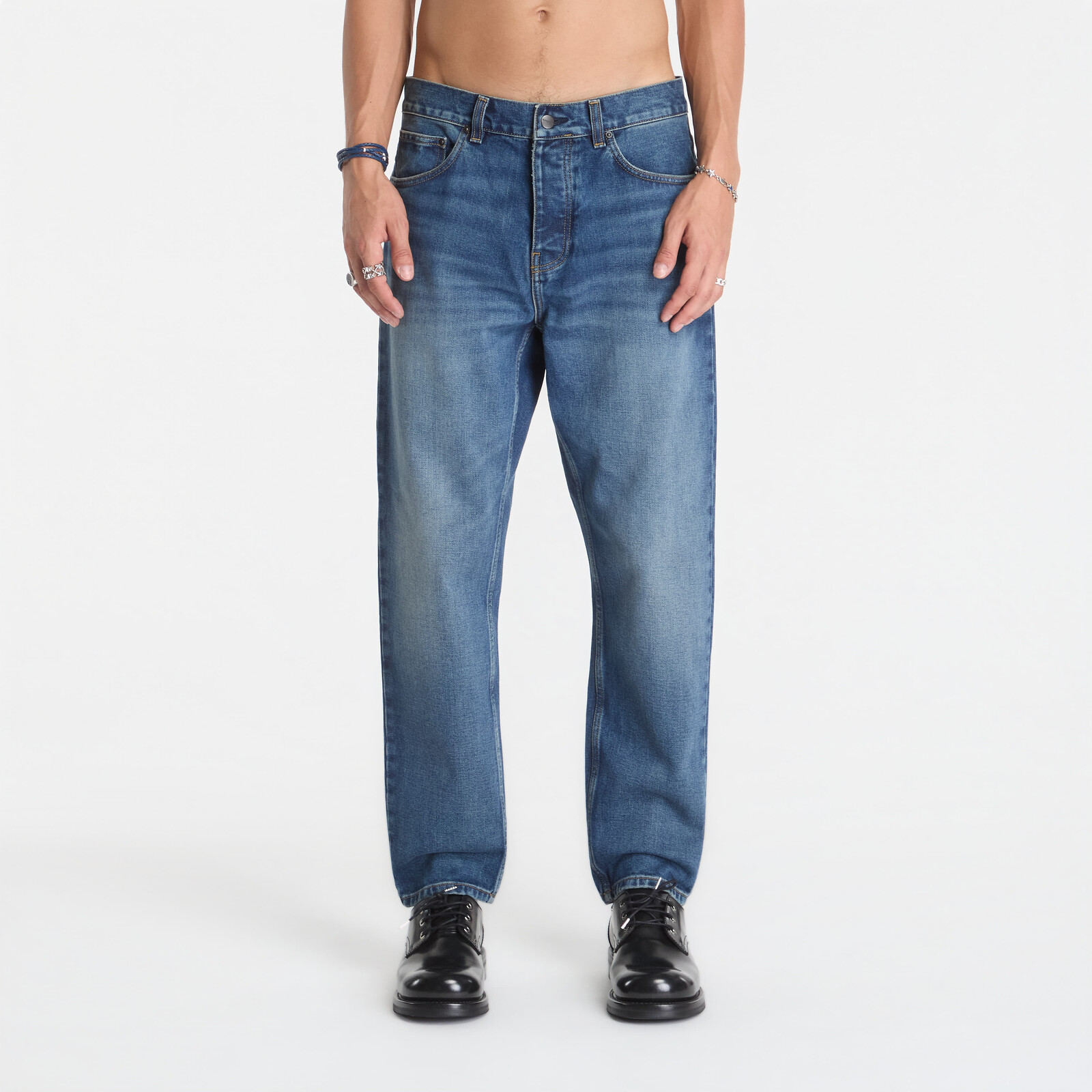 Džínsy Carhartt WIP Newel Pant Blue Dark Used Wash 31