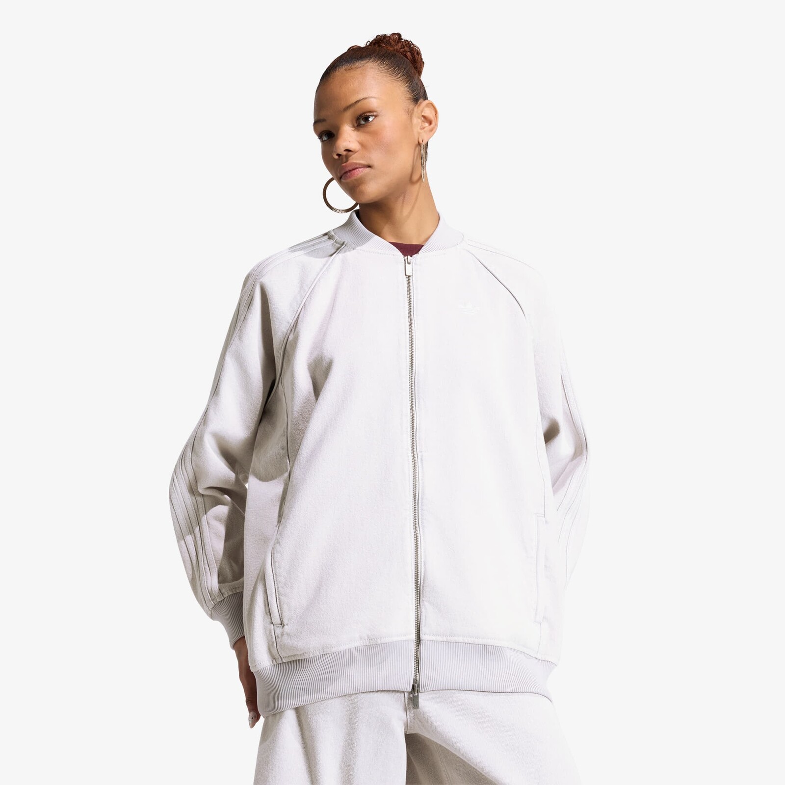 Bunda adidas SST Oversized Denim Tracktop Clear Grey Denim M