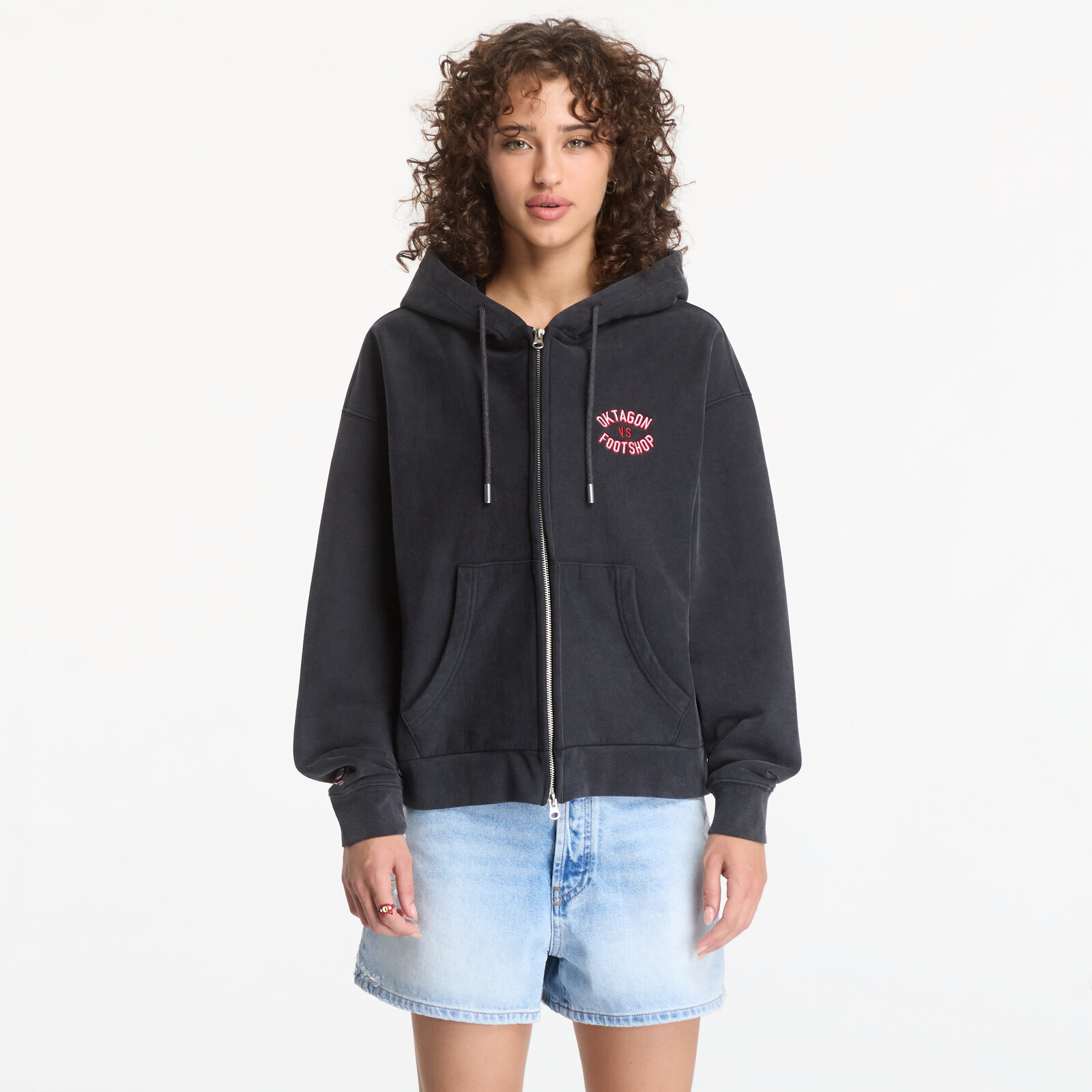 Mikina Footshop x Oktagon Zip-Up Hoodie Black M