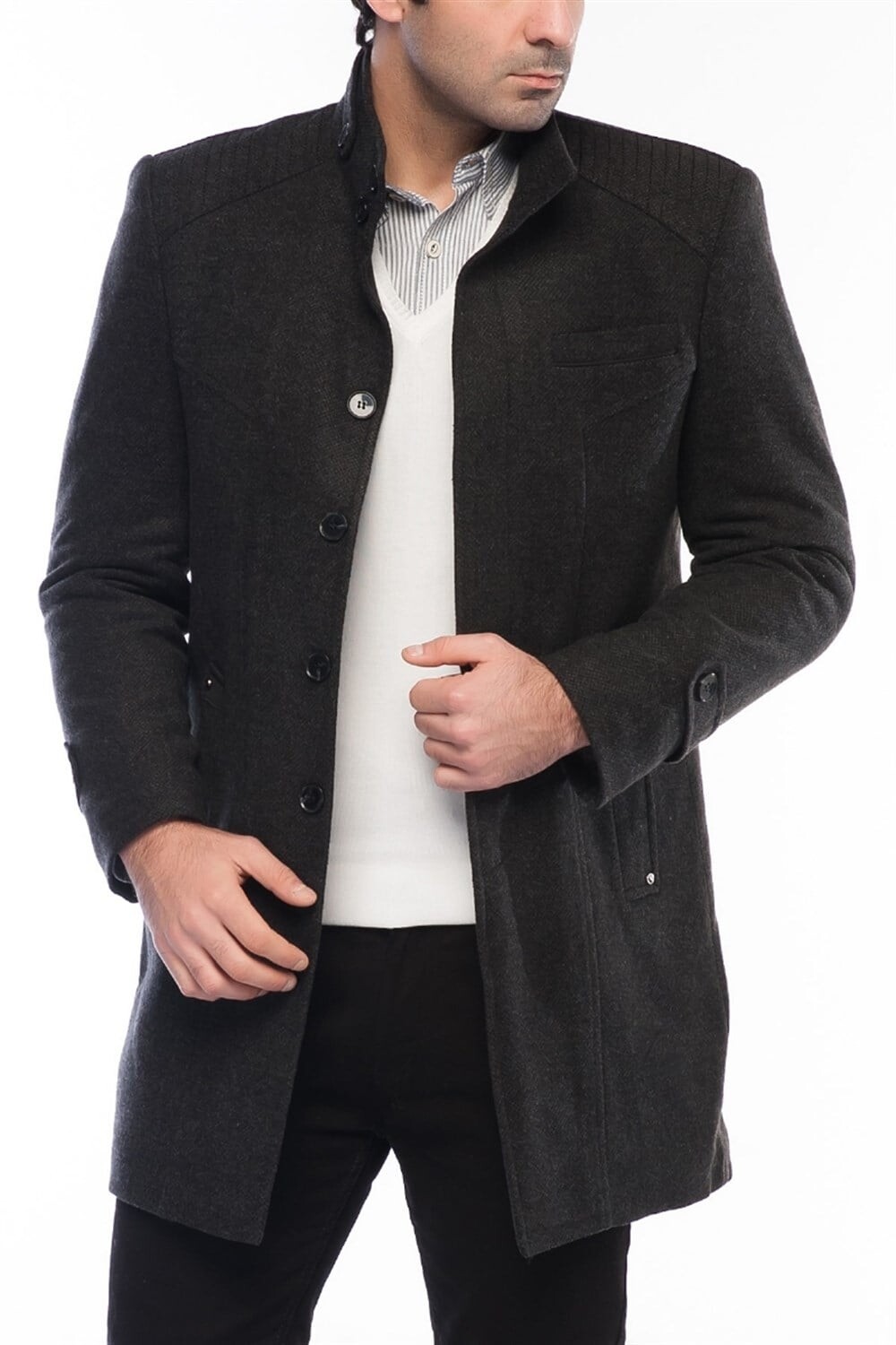 PLT7605 DEWBERRY COAT-PATTERNED ANTHRACITE