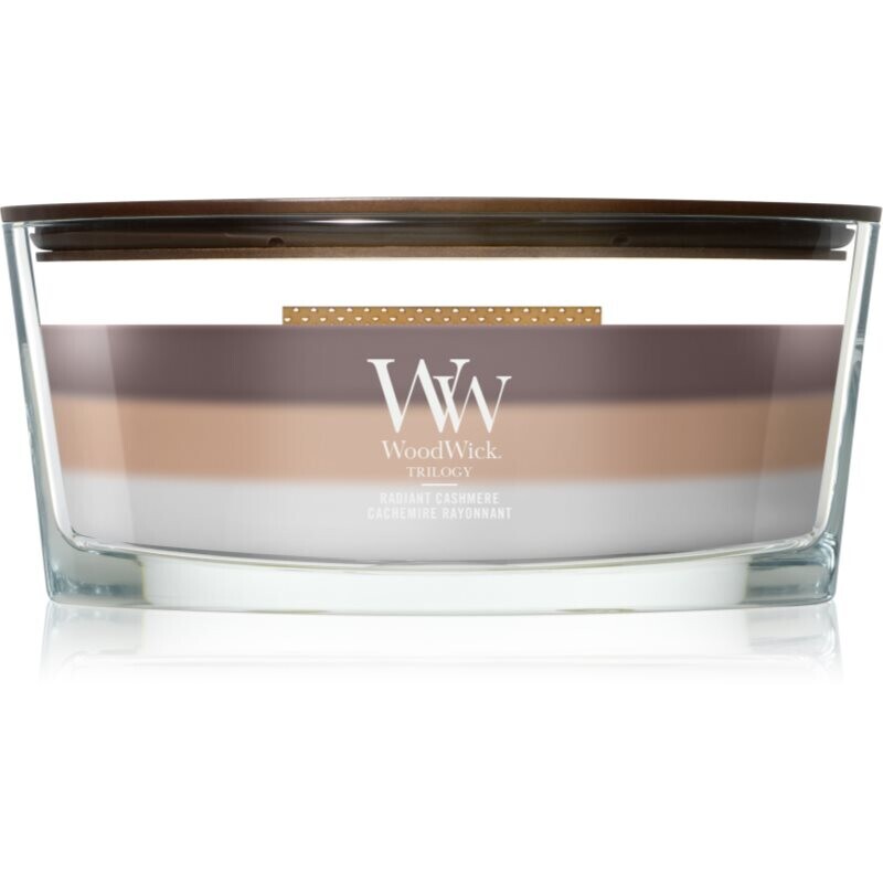 Woodwick Radiant Cashmere vonná sviečka s dreveným knotom 453.6 g