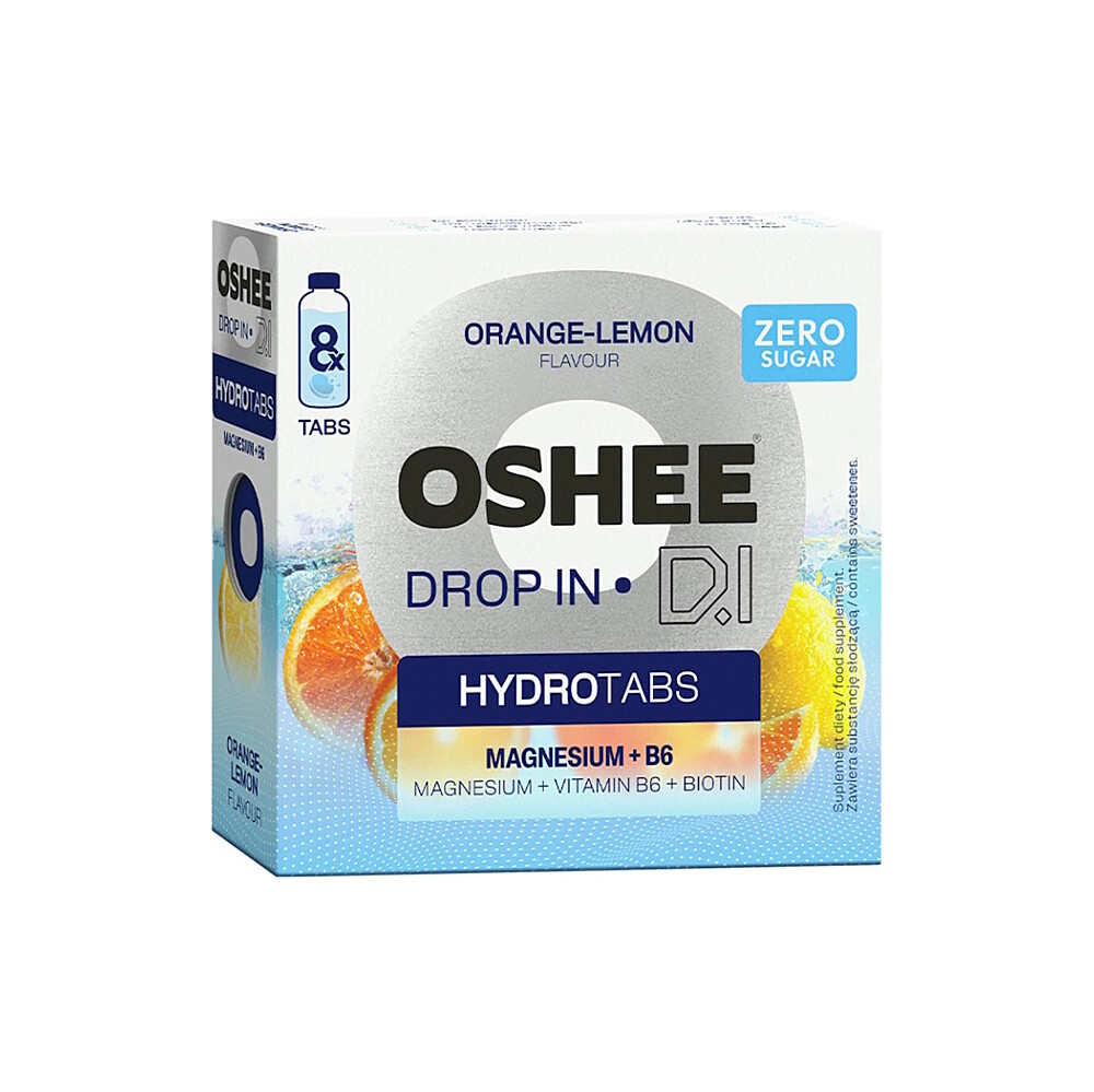 OSHEE Drop in hydro tabs zero magnézium + B6 pomaranč a citrón 8 tabliet