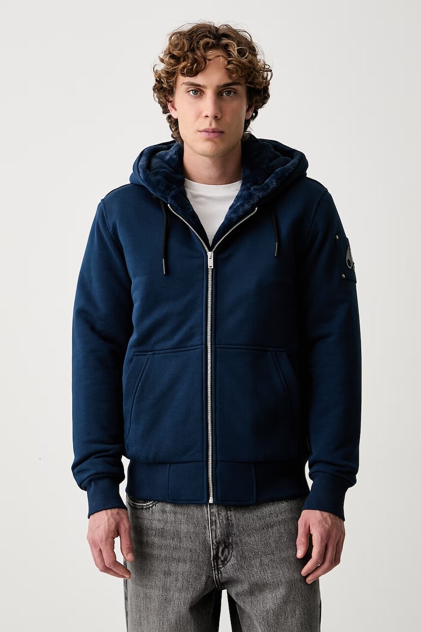 MOOSE KNUCKLES mikina na zips s kapucňou s bavlnou