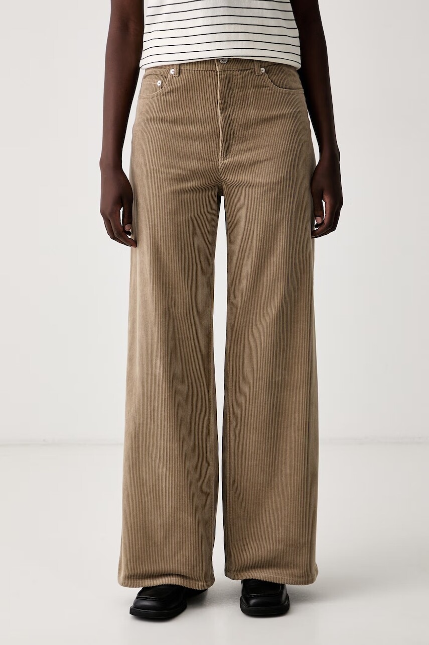 A.P.C. nohavice wide leg dámske menčestrové jean clyde