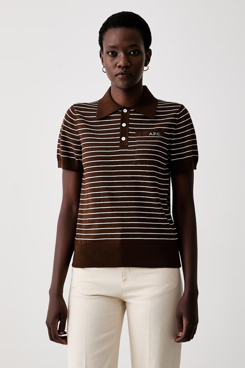 A.P.C. úpletové polo tričko dámske bavlnené polo aline