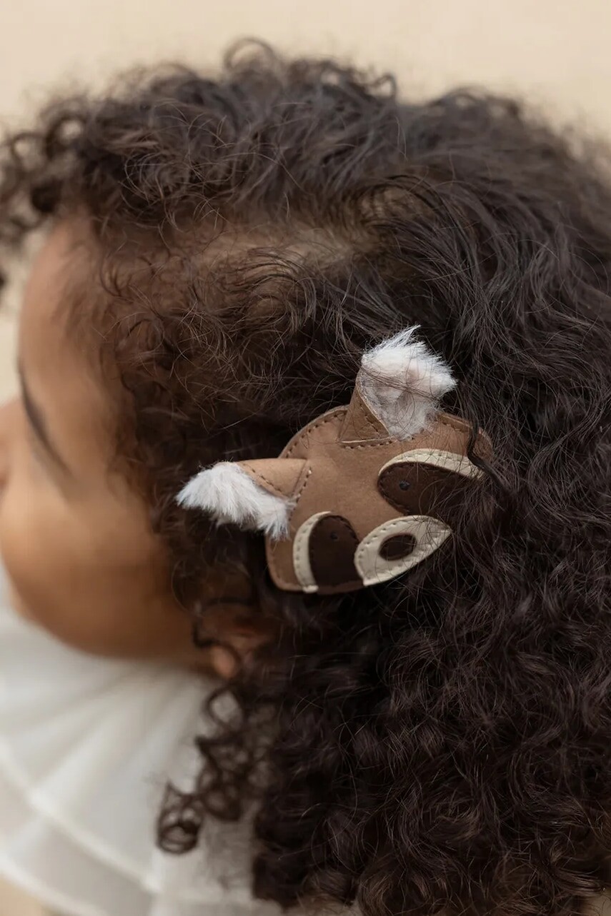 Donsje spona do vlasov detská kožená Josy Exclusive Hairclip Raccoon