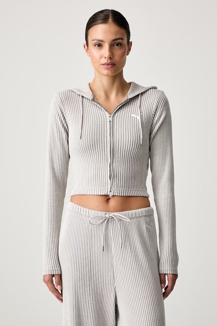 Puma mikina na zips s kapucňou dámska Essentials Ribbed