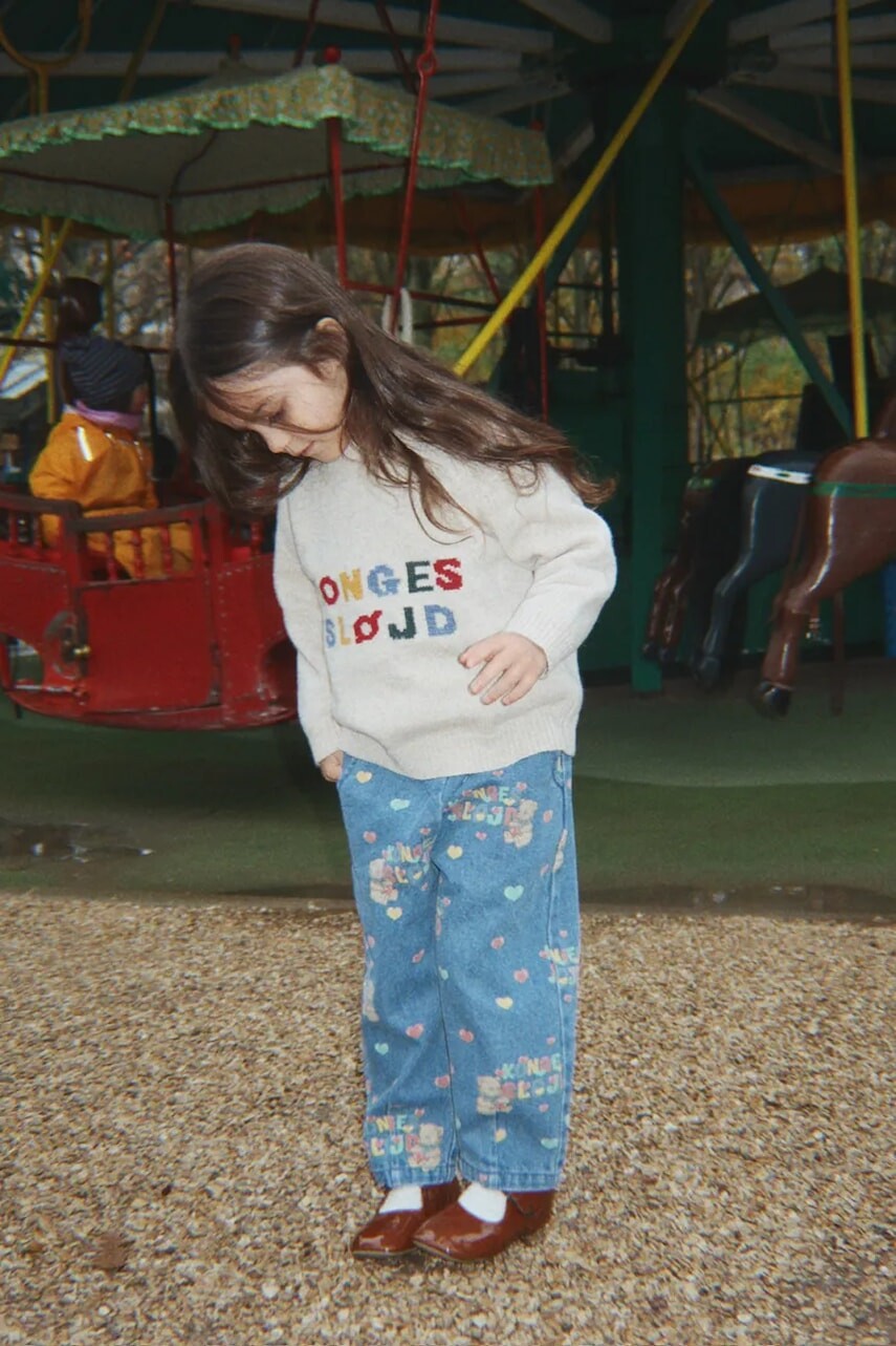 Konges Sløjd rifle mom fit detské MAGOT FRILL PANTS GOTS