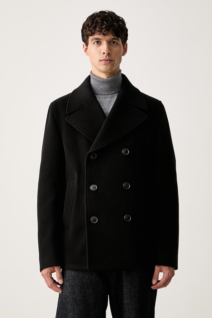 BOSS plášť pánsky s vlnou H-Hyde-Peacoat-264