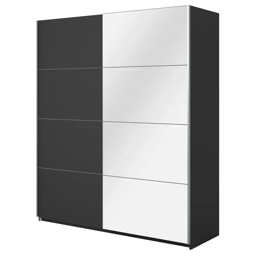 Skriňa 180cm Beta 56  Čierna/Zrkadla
