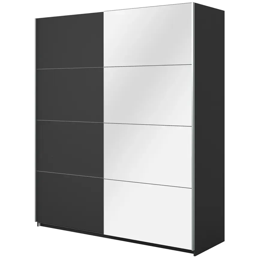 Skriňa 200cm Beta 57  Čierna/Zrkadla