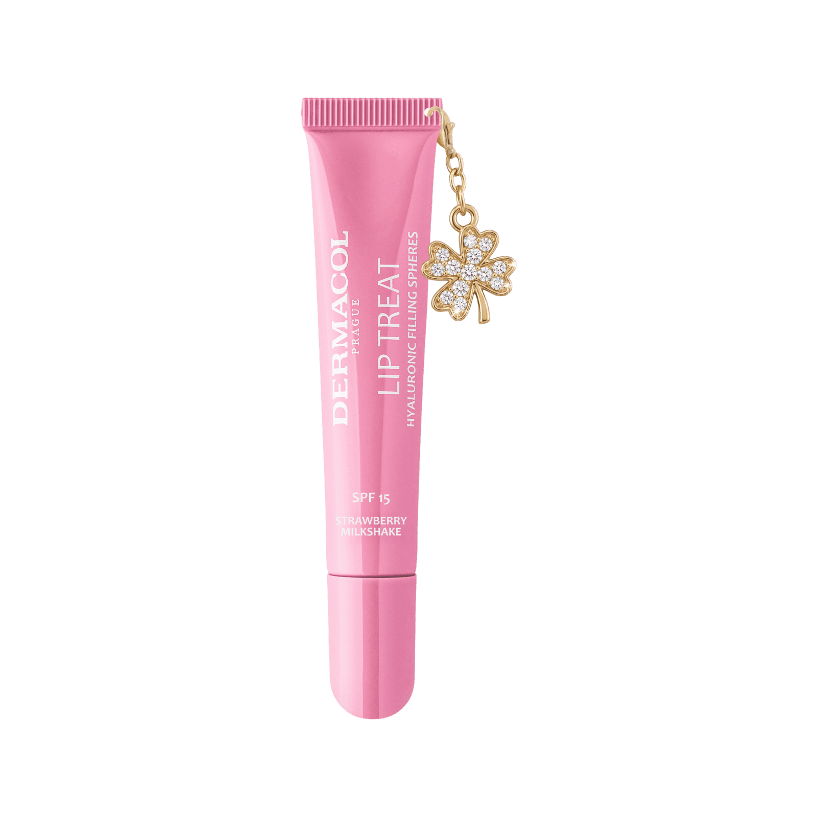 DERMACOL Lip Treat hydratačný lesk na pery č.14 Strawberry Milkshake SPF 15 s príveskom 10 ml