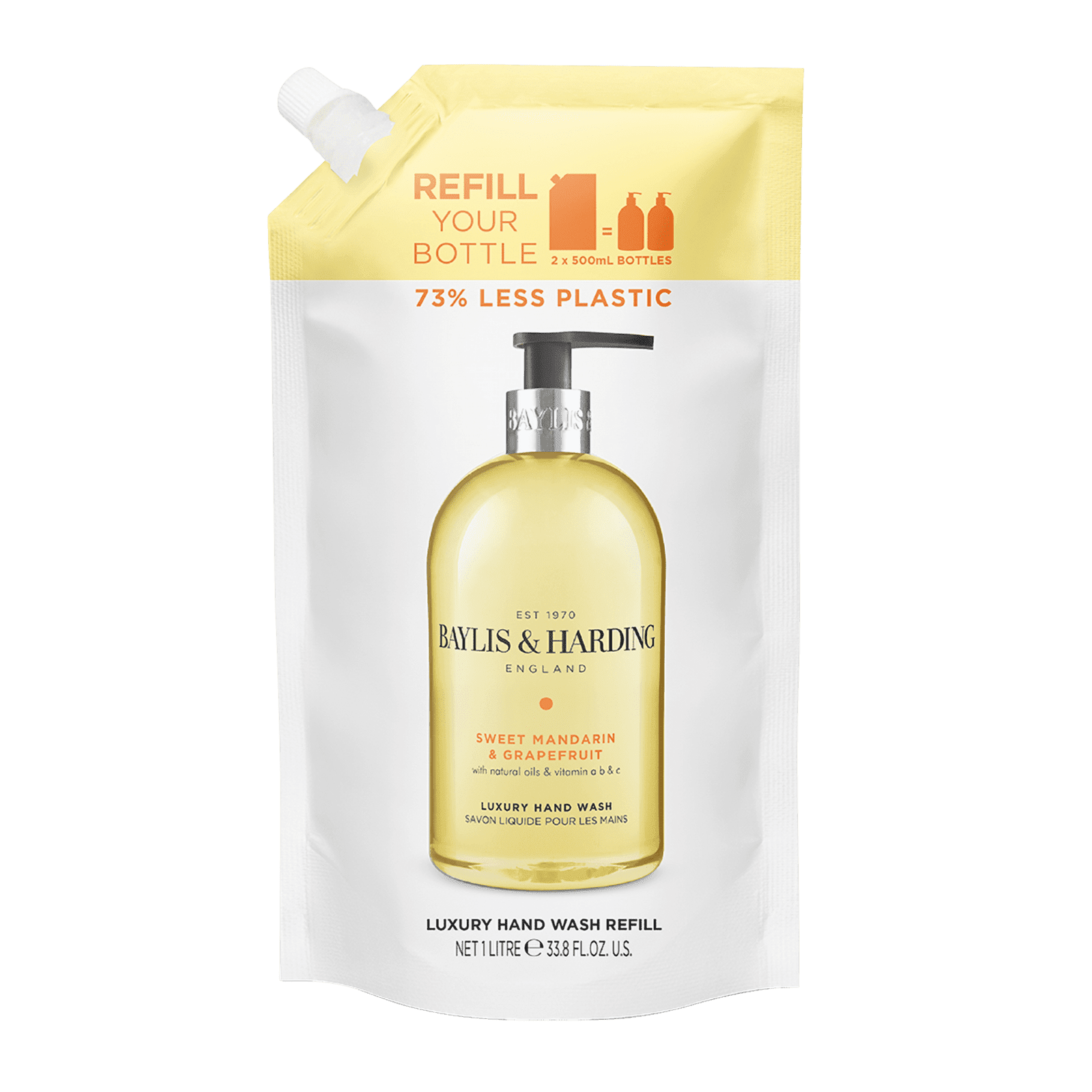 BAYLIS & HARDING Mandarínka & Grapefruit Náhradná náplň Tekuté mydlo na ruky 1000 ml