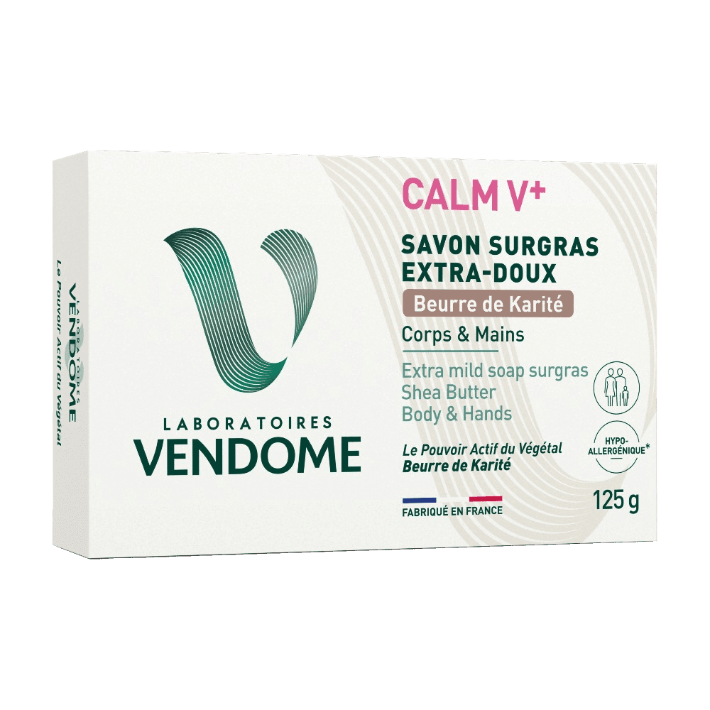 VENDOME CALM V+ Extra jemné tuhé mydlo s bambuckým maslom 125 g