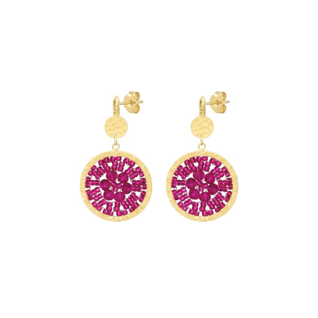 Sàntibé Pozlátené náušnice Fuchsia Mini Solène MINI SOL-FUCH-BO