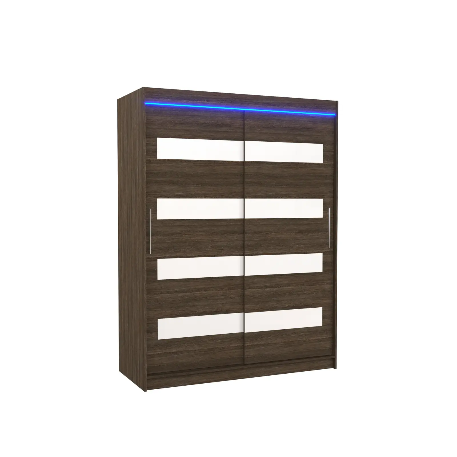 Šatníková skriňa s posuvnými dverami a LED osvetlením Martiz 150 cm Choco/biela