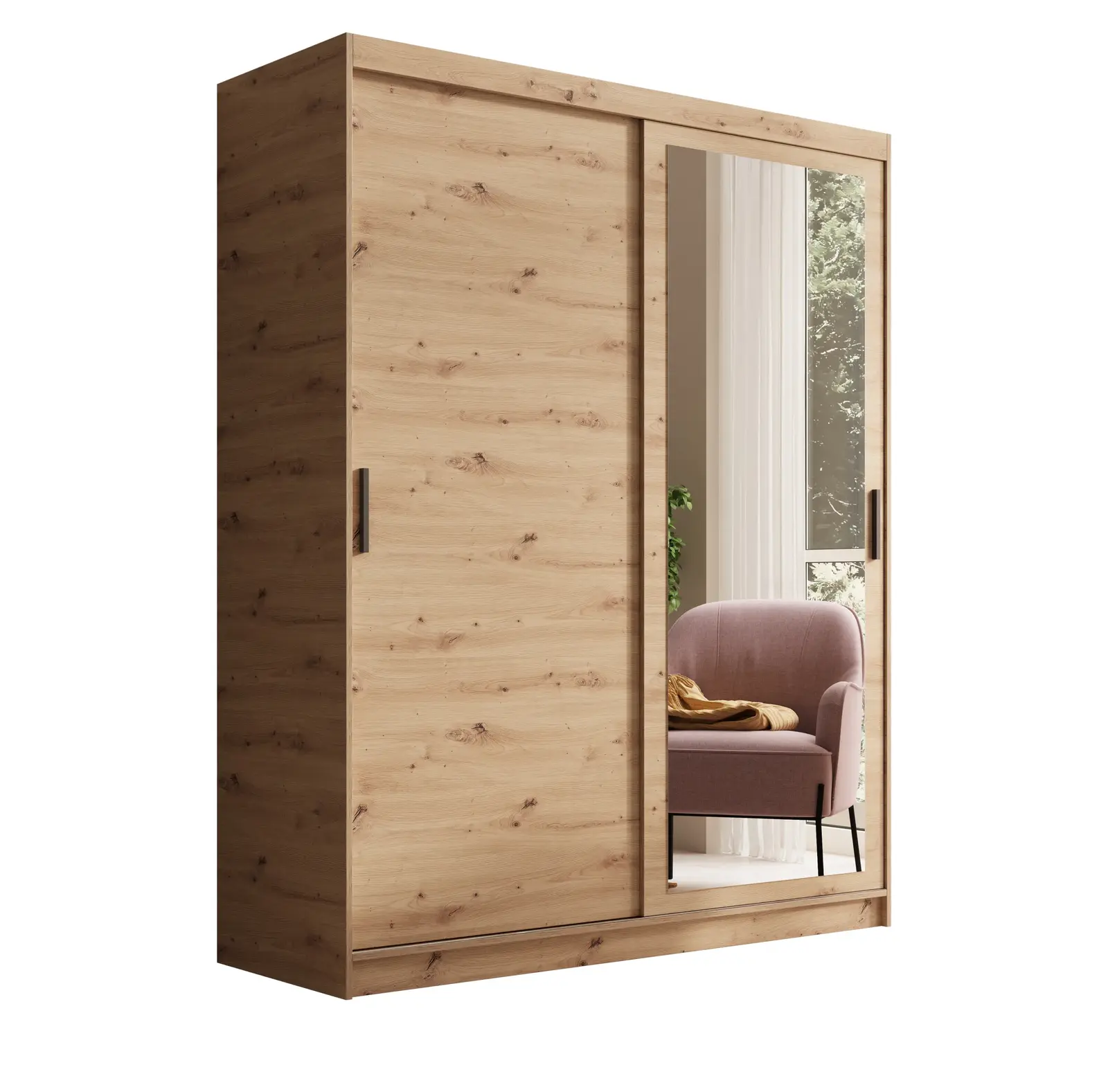 Šatníková skriňa so zrkadlom Haley 160 cm dub Artisan