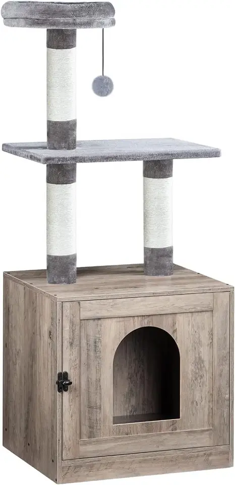 Škrabadlo pre mačky s toaletou Flery 128 cm sivé/hnedé