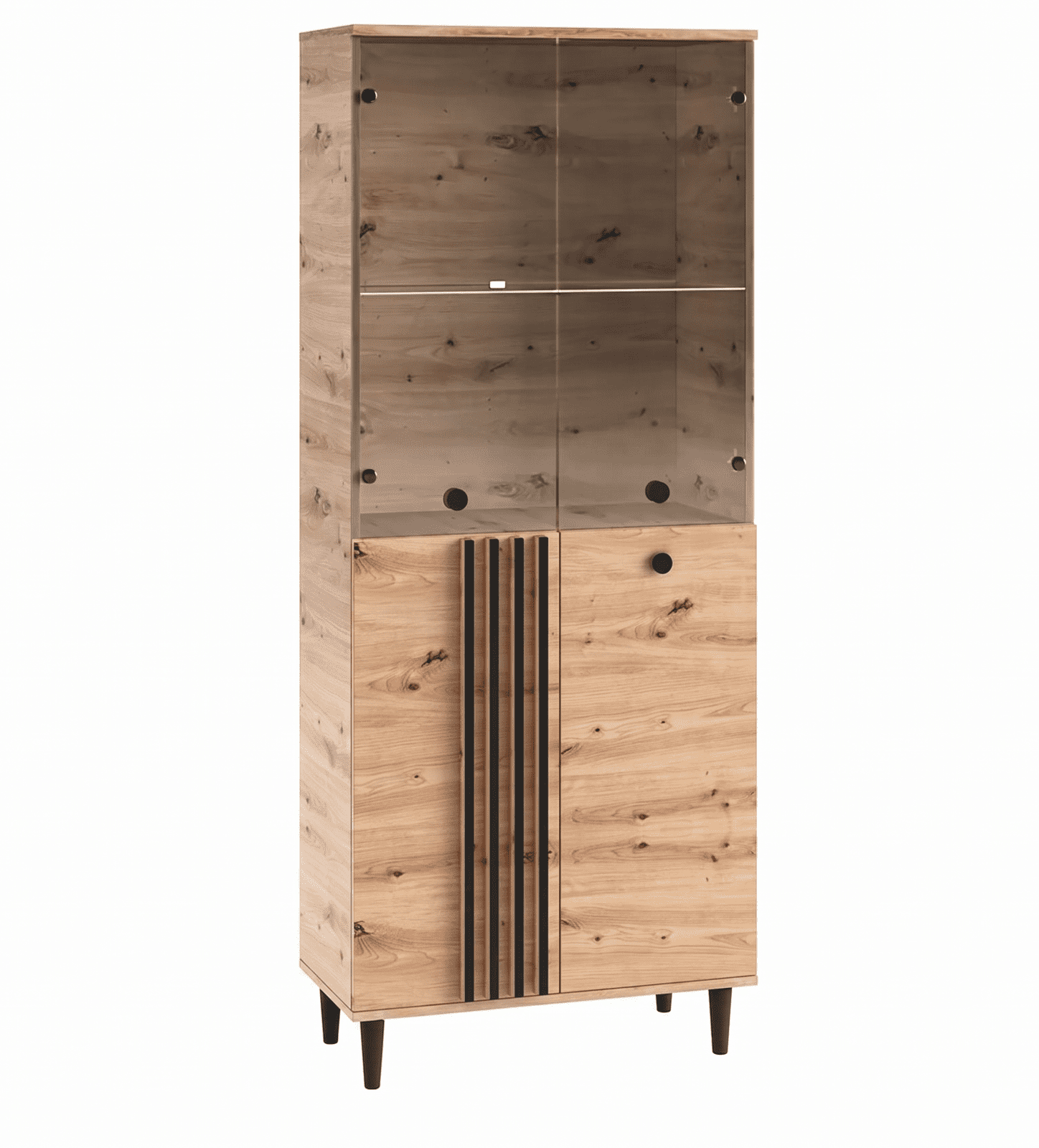 Vitrína Liva 80 cm čierna/dub Artisan II