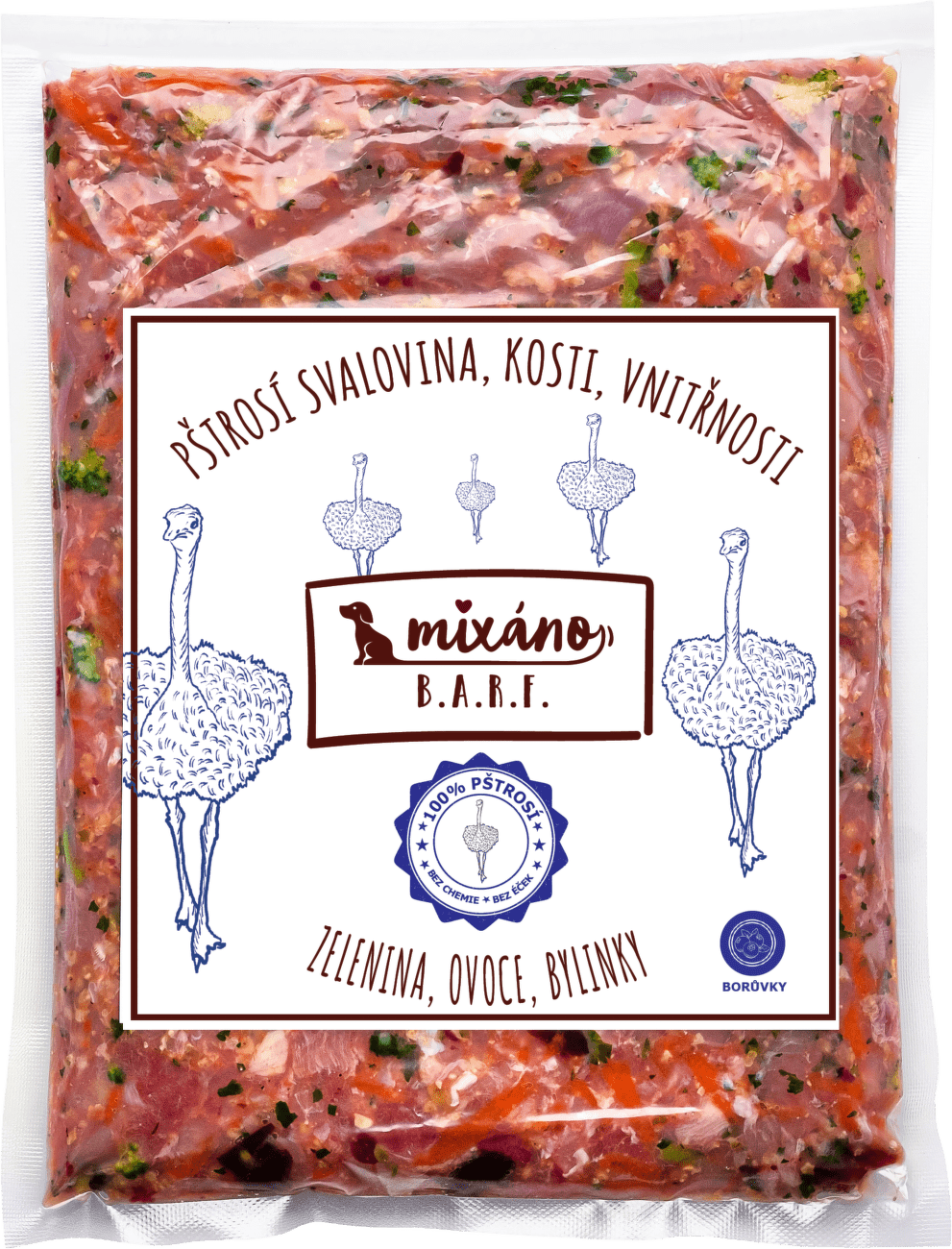 Barf Mixano pštrosie 1kg