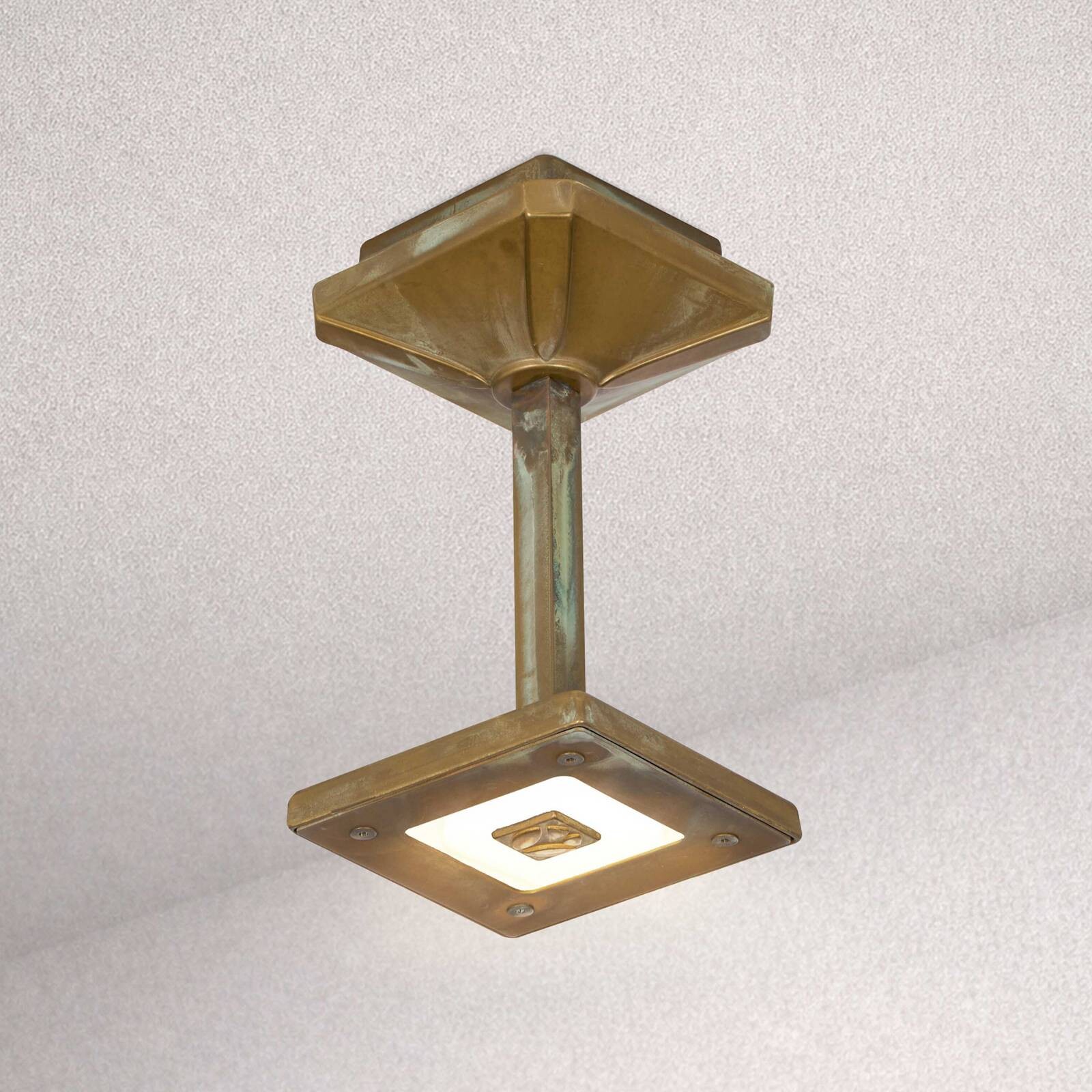 Vonkajšie stropné LED svietidlo Aura Frame, výška 20 cm, antik mosadz