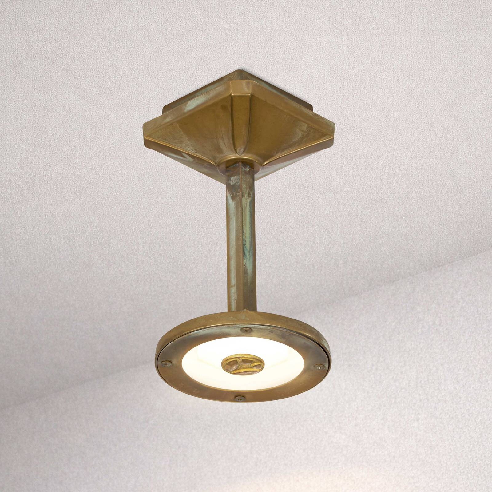 Vonkajšie stropné LED svietidlo Aura Disk, výška 20 cm, antická mosadz