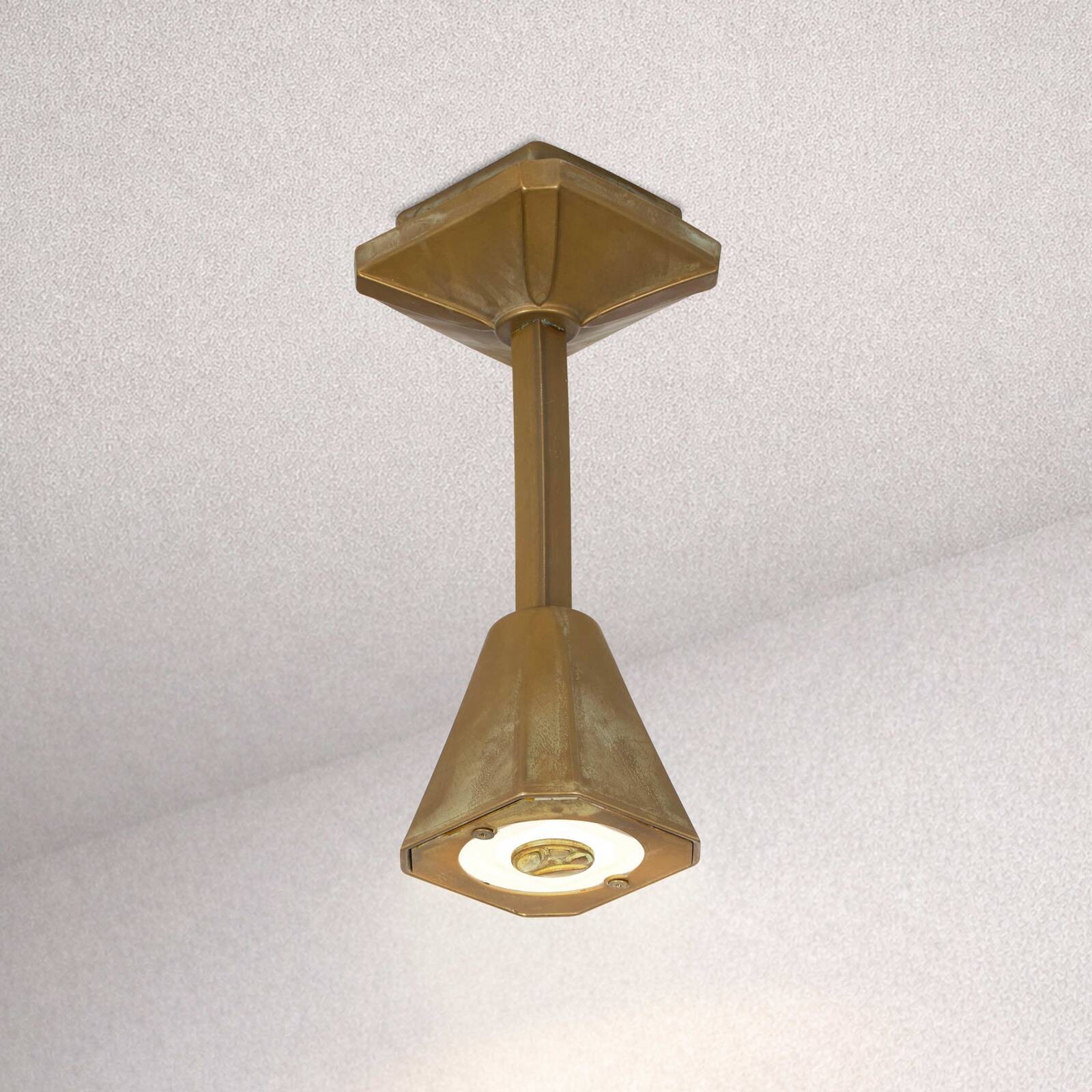 Vonkajšie stropné LED svietidlo Silva Frame, výška 26 cm, antická mosadz