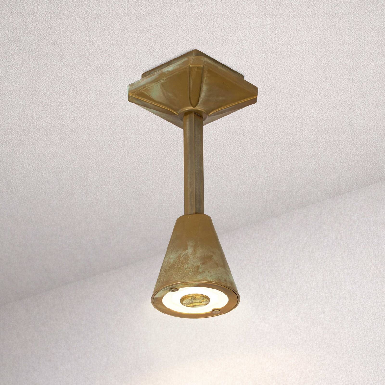 Vonkajšie stropné LED svietidlo Silva Disk, výška 26 cm, antik mosadz