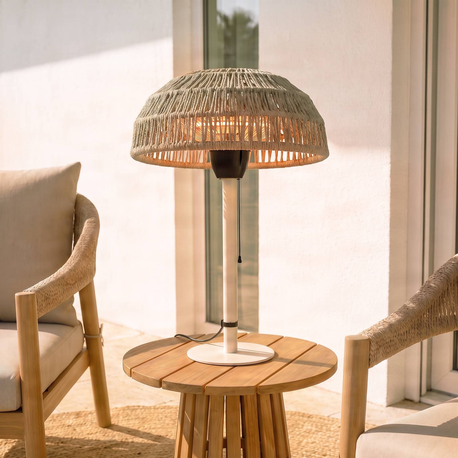 Stolný ohrievač Lucande Calenza, béžový, 70 cm, 1 500 W