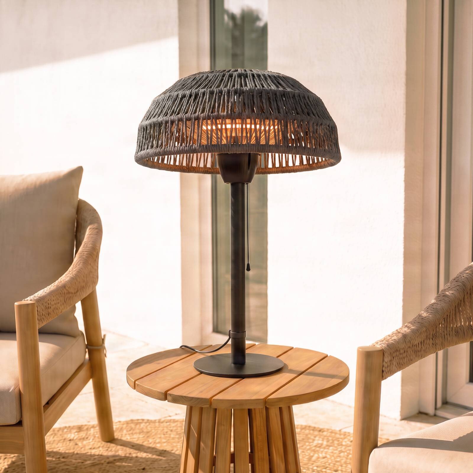 Stolný ohrievač Lucande Calenza, čierny, 70 cm, 1 500 W