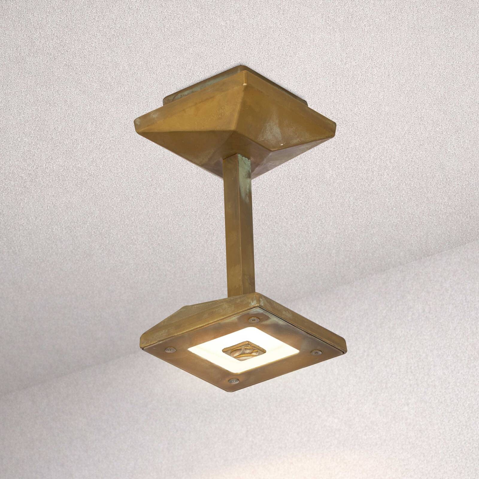 Vonkajšie stropné LED svietidlo Aura Edge, výška 20 cm, antik mosadz