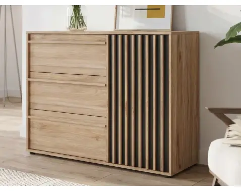 Komoda Arank 118  cm, dub mauvella/čierna%