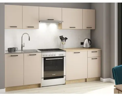 Kuchynský blok Emma, 240 cm, dub cremona/béžová kašmír%