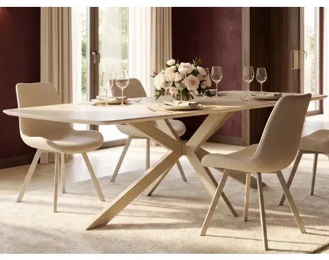 Jedálenský stôl Hagen 180x90 cm, imitácia  béžového travertinu%
