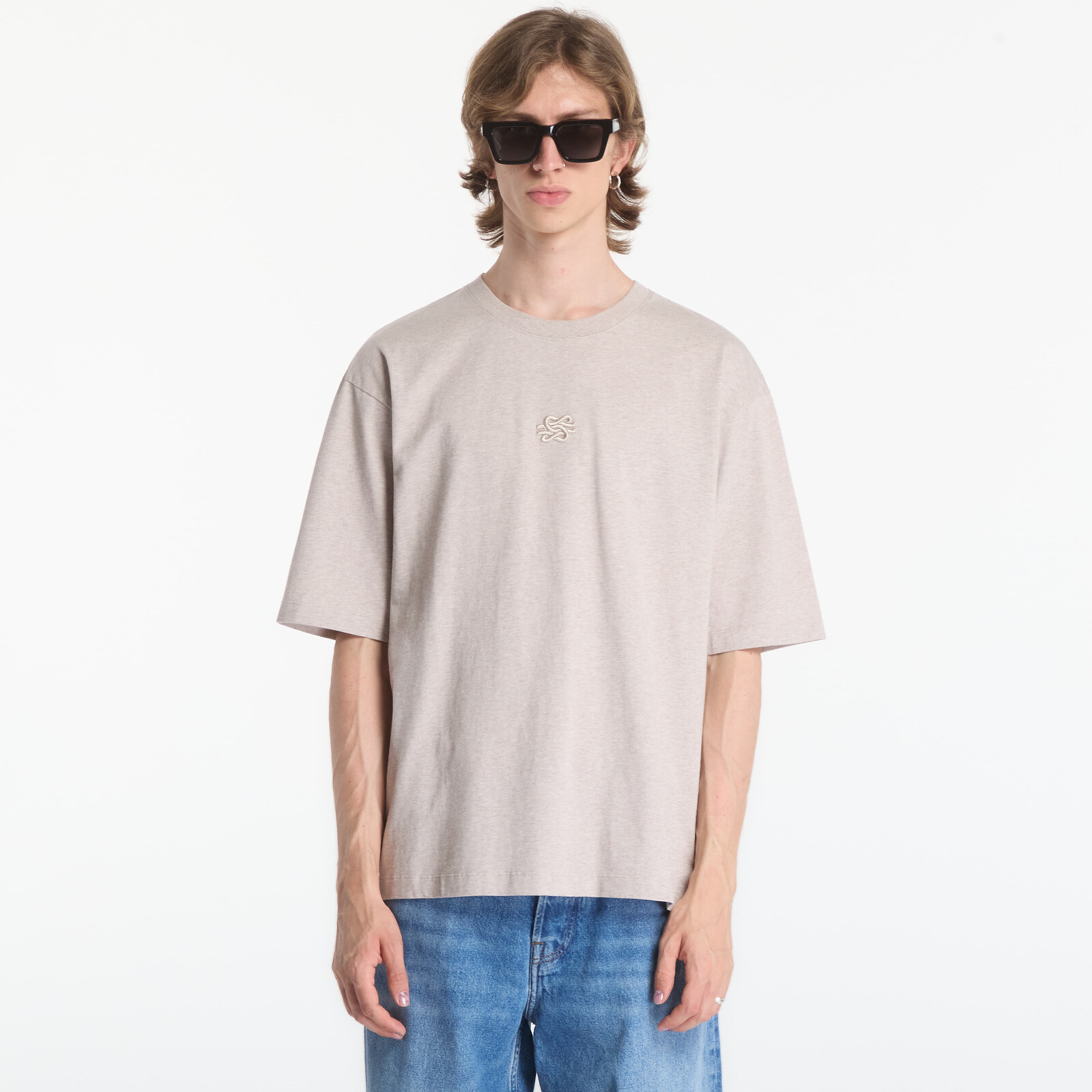Tričko Filling Pieces T-Shirt Boxy Embroidered Melange Pure M