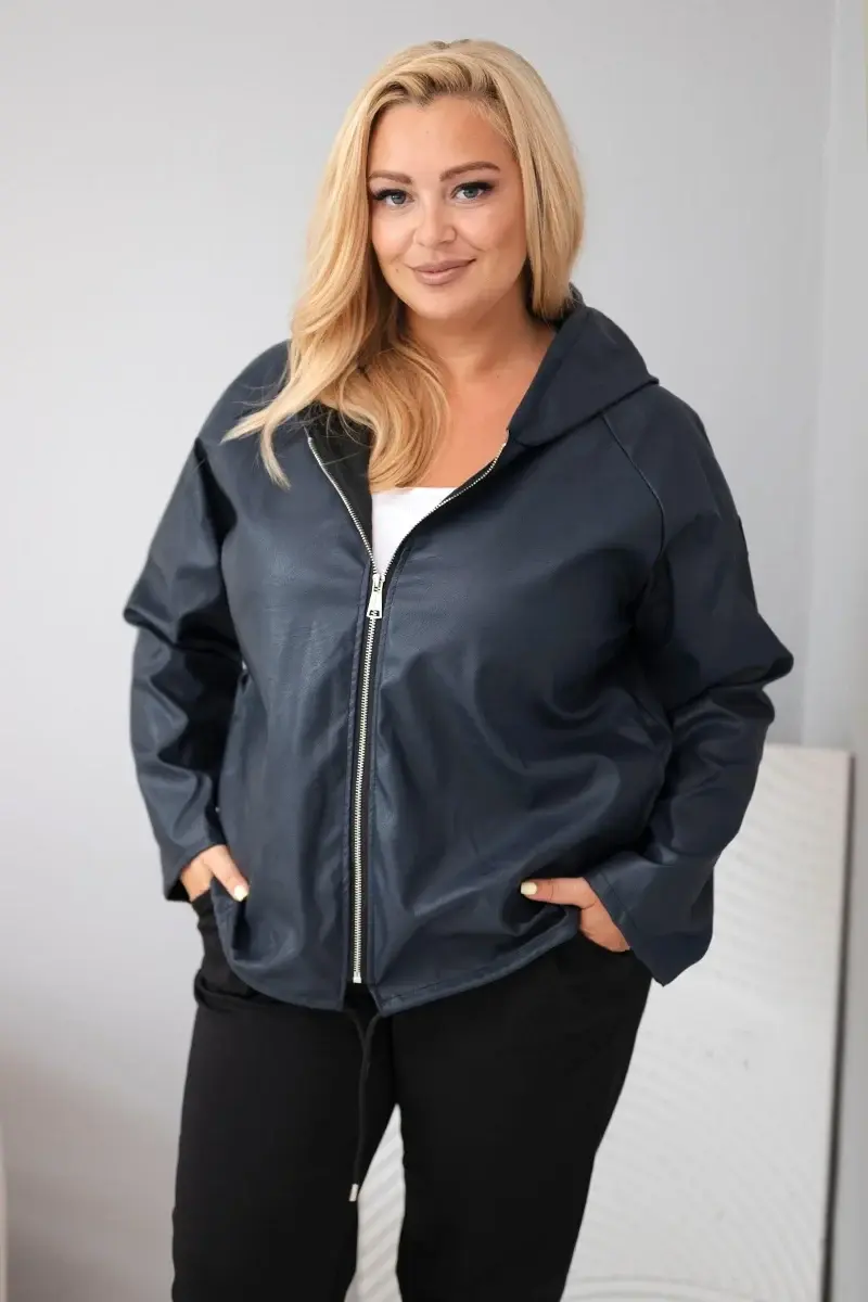 Kesi Włoski Plus Size bunda s kapucňou modrá