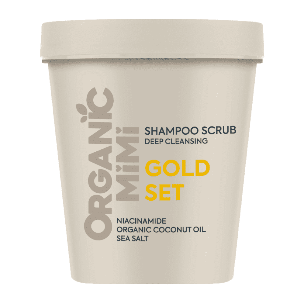 ORGANIC MIMI Gold Set Hĺbkovo čistiaci šampónový scrub 310 g