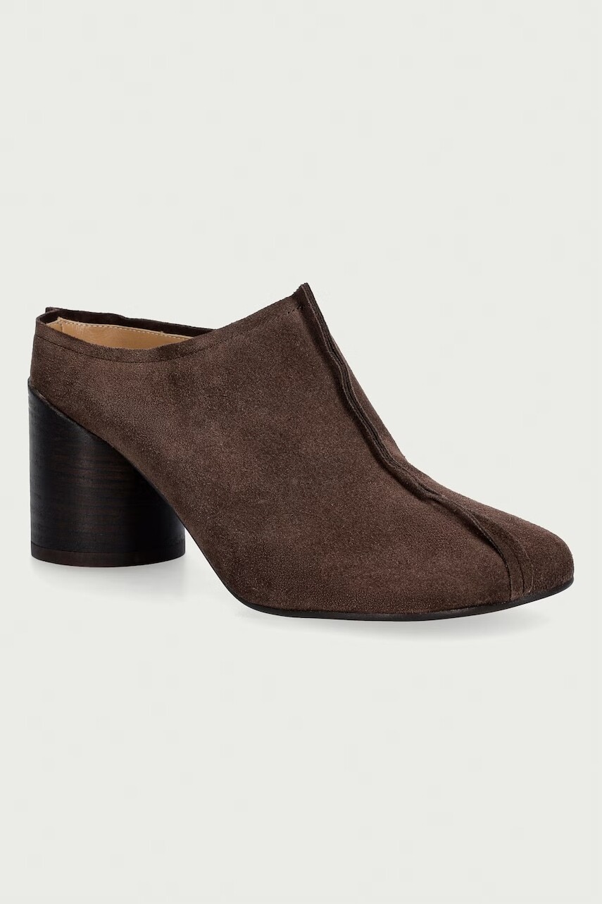 MM6 Maison Margiela šľapky na podpätku dámske semišové