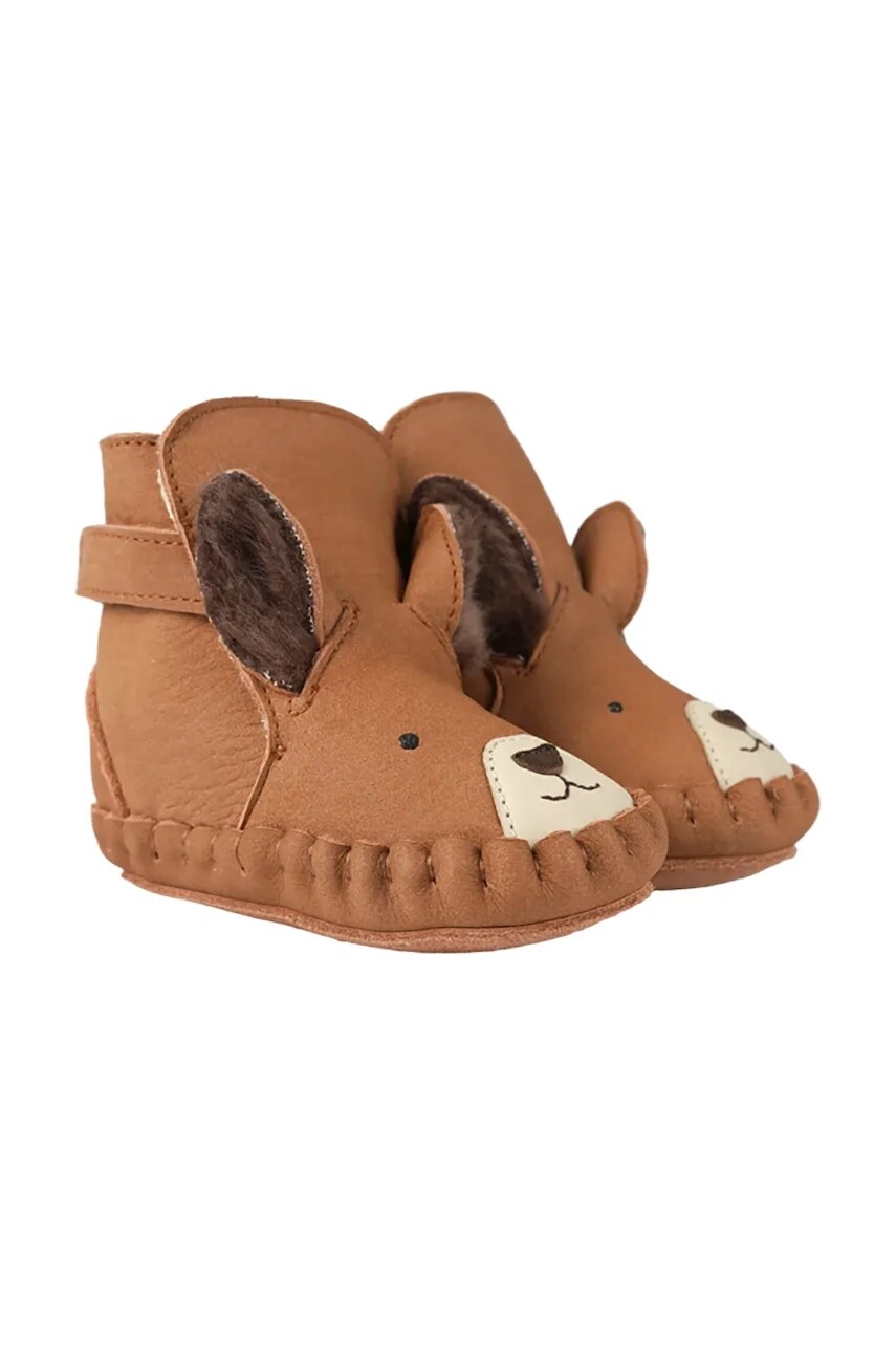 Donsje topánky dojčenské nubukové Kapi Exclusive Booties Fluffy Squirrel