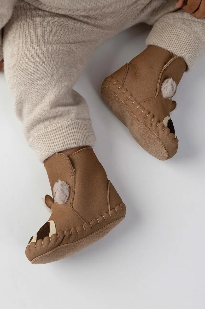 Donsje topánky dojčenské nubukové Kapi Exclusive Booties Raccoon