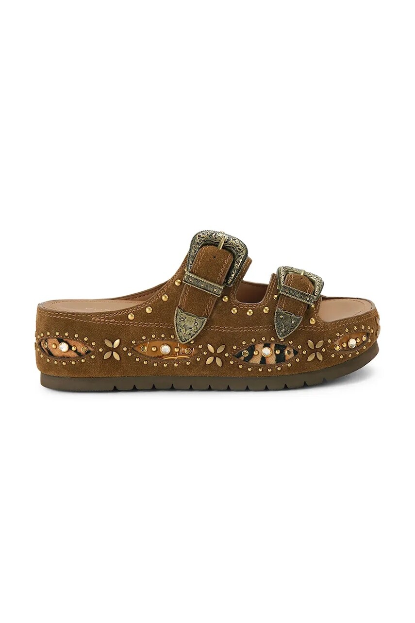 Kurt Geiger London šľapky na platforme dámske semišové Western Buckle Flatform