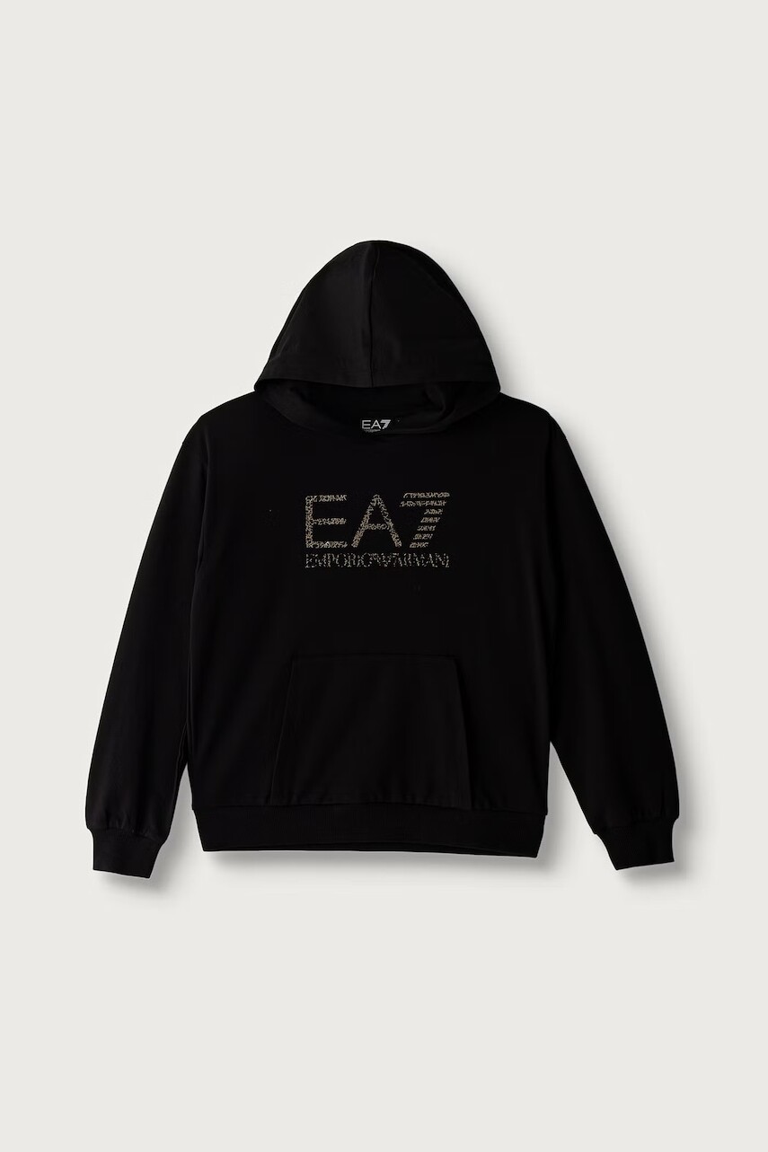 EA7 Emporio Armani mikina s kapucňou detská bavlnená s elastanom