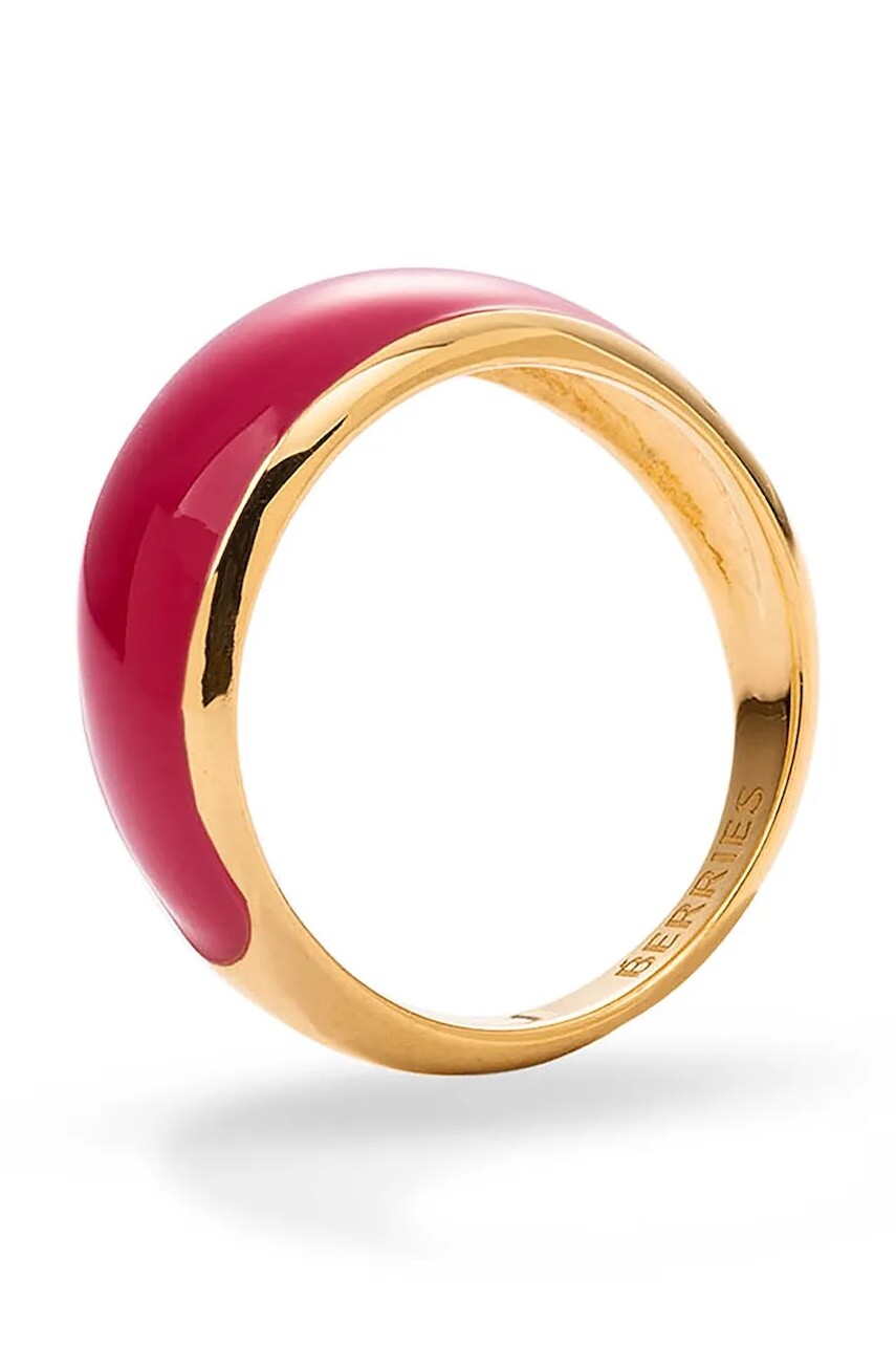 BERRIES prsteň dámsky pozlátený strieborný smaltovaný Viva Raspberry Mini Ring