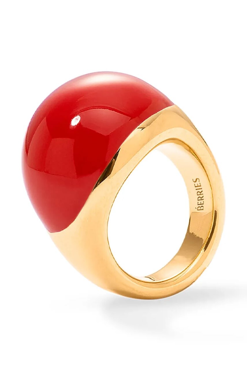 BERRIES prsteň dámsky pozlátený strieborný smaltovaný Viva BERRIES Red XL Ring