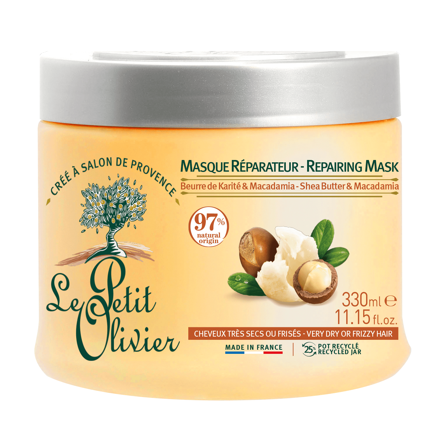 LE PETIT OLIVIER Obnovujúca maska ​​pre suché vlasy Bambucké maslo a makadamový olej 330 ml