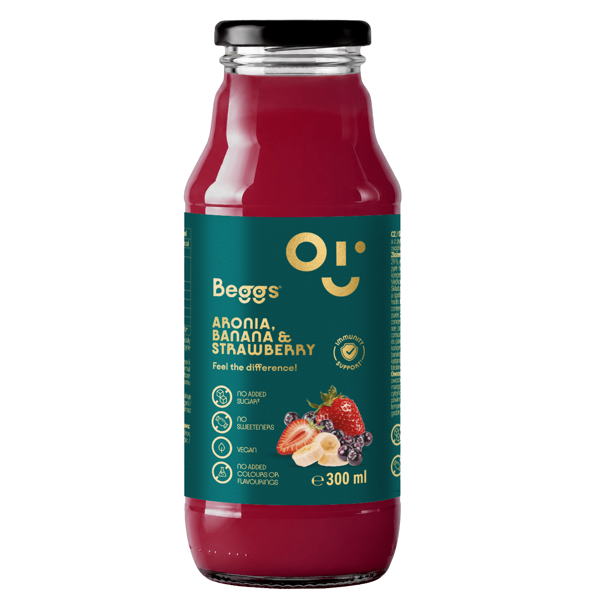 BEGGS Nápoj arónie, jablko, banán & jahoda 300 ml