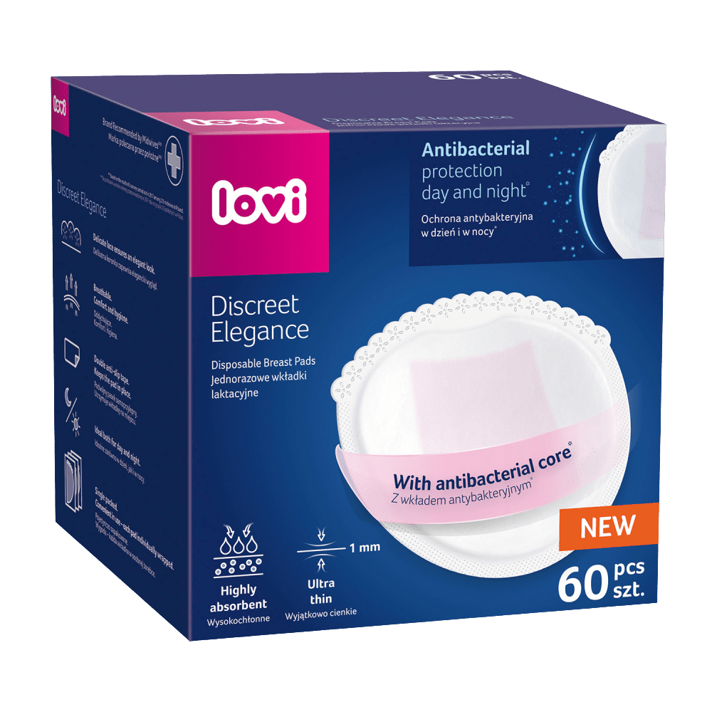 LOVI Prsné vložky antibakteriálne Discreet Elegance biele 60 ks