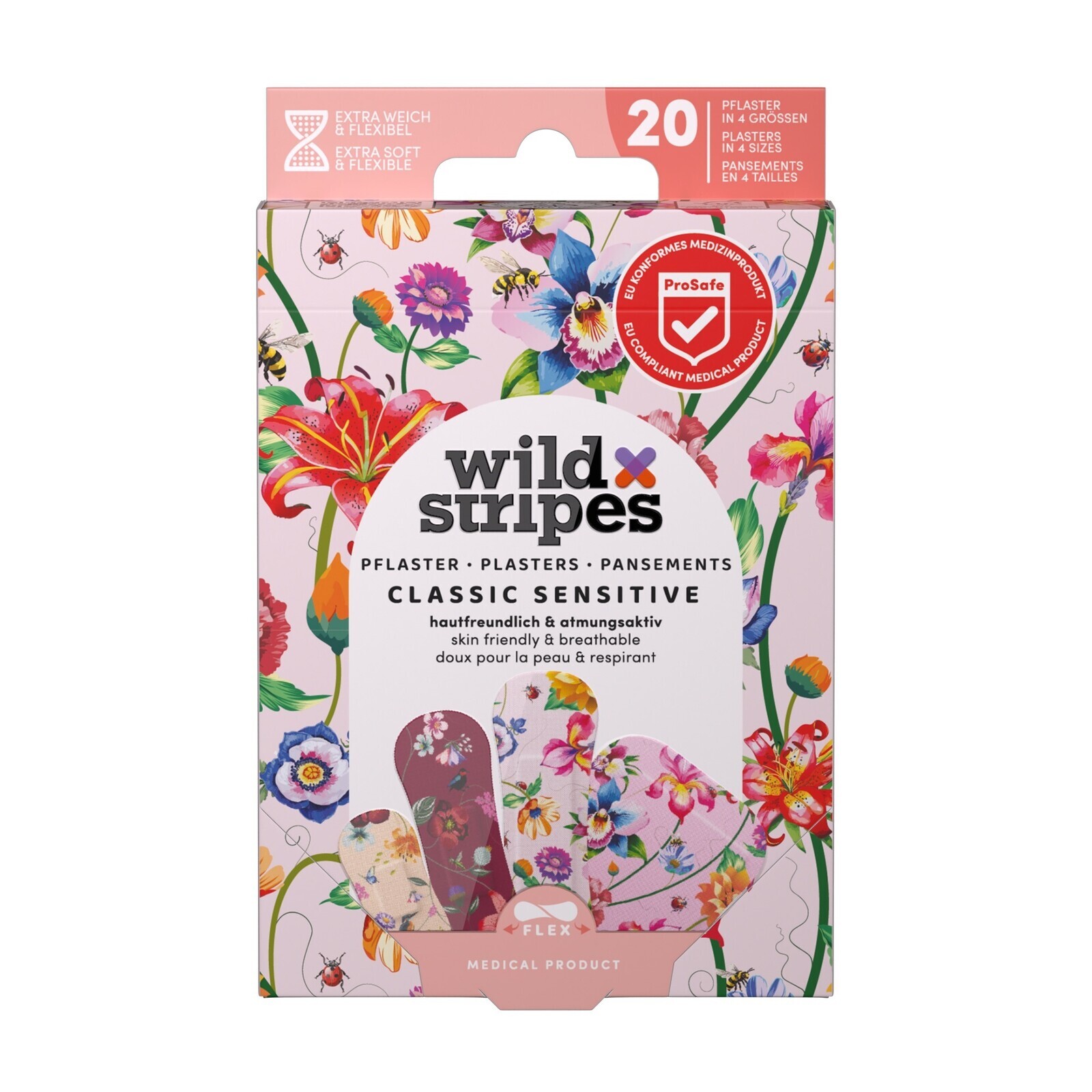 Wild Stripes Hypoalergénne náplasti Classic Sensitive Vintage Flowers 20 ks