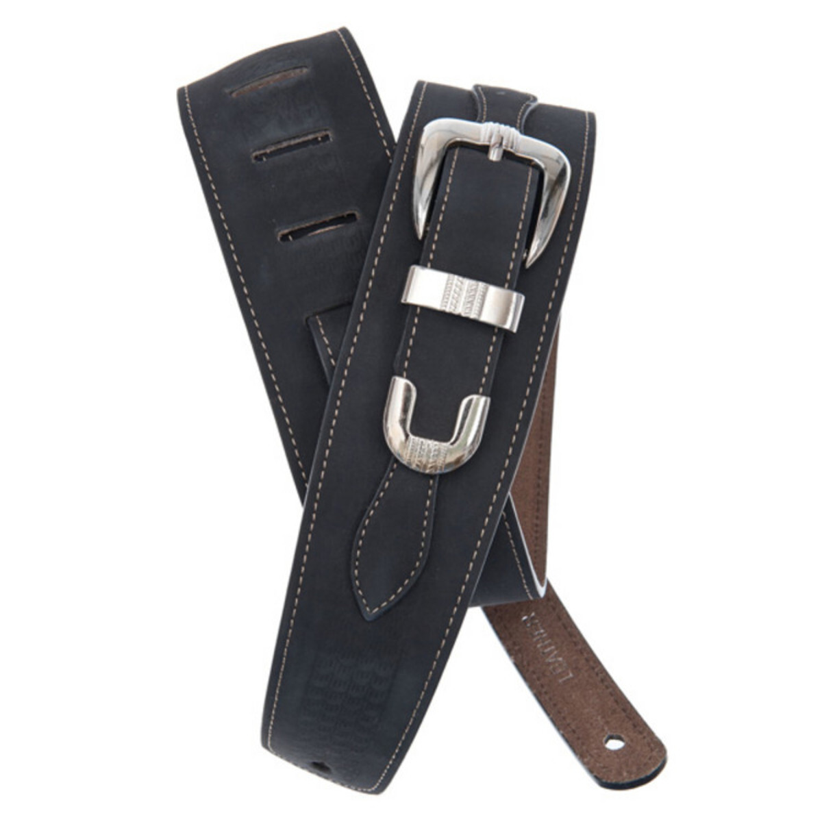 D'Addario Deluxe Leather Guitar Strap Black