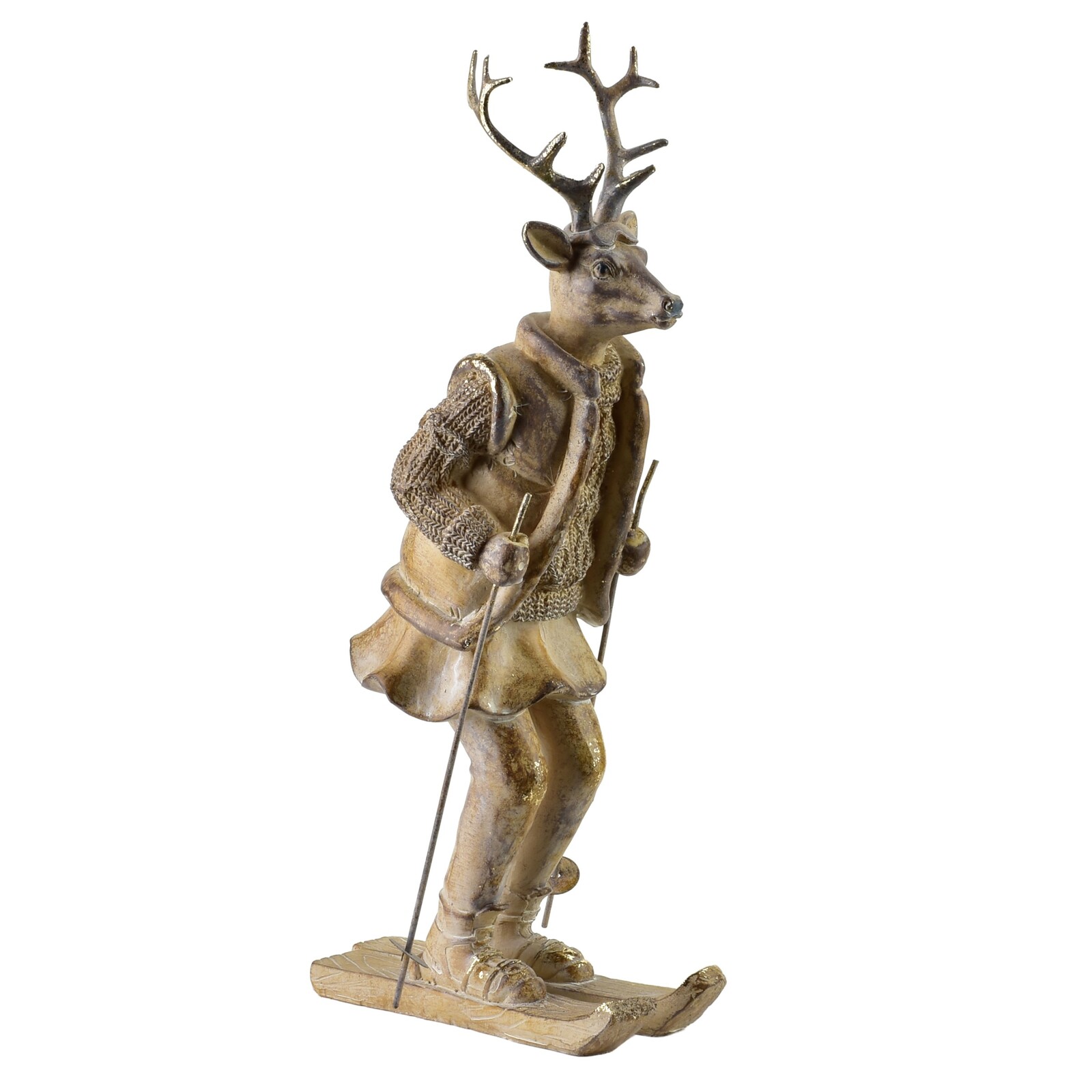 Vánoční figurka los na lyžích Santa Lila 32,5 cm hnědá
